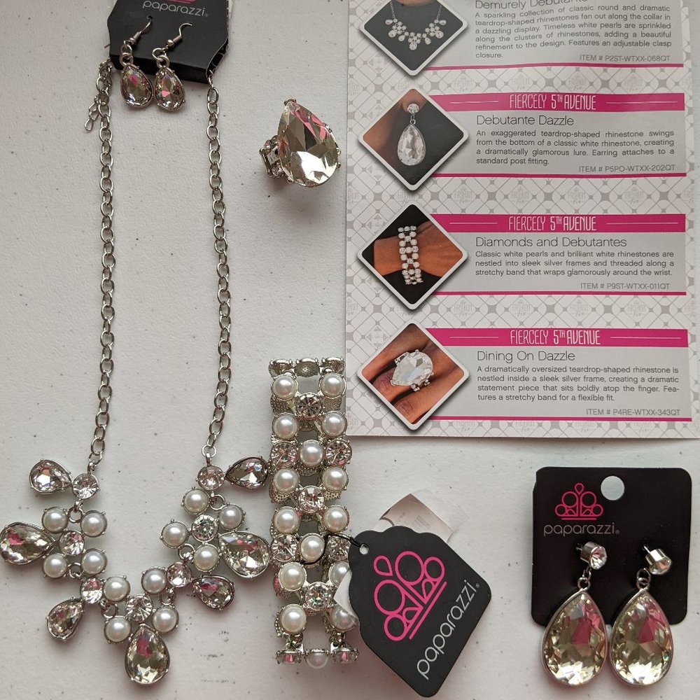 Paparazzi Earrings Lot of 4! -Fashion Fix Set-Teardrop Rhinestones!